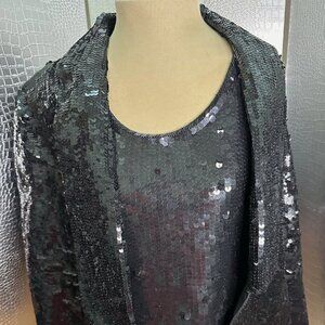 Vintage Black Sequin Top And Jacket Size Small Medium